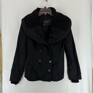Zara Basic Peacoat Button‎ Wool Blend Womans Small Black